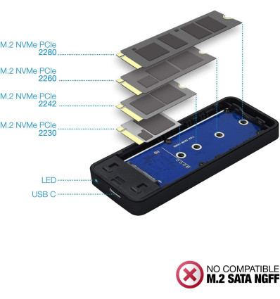 Caja externa TOOQ TQE-2280b USB 3.1 NVME