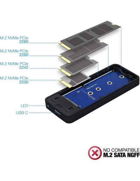 Caja externa TOOQ TQE-2280b USB 3.1 NVME