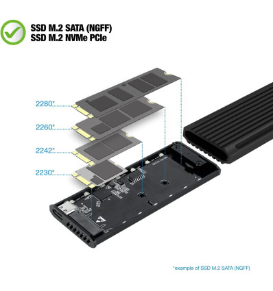 Caja externa TOOQ TQE-2222B M.2 NVME USB 3.1 GEN 2