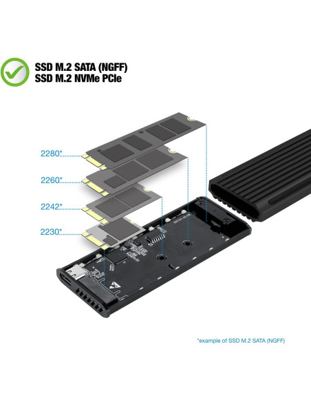 Caja externa TOOQ TQE-2222B M.2 NVME USB 3.1 GEN 2