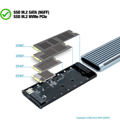 Caja Externa TOOQ TQE-2221G M.2 NVME USB 3.1 GEN