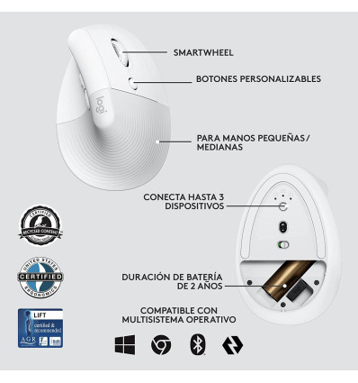 Ratón inalámbrico LOGITECH LIFT for Business Blanco