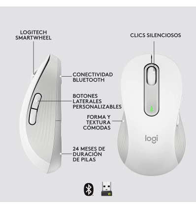 Ratón LOGITECH Signature M650 Zurdo Blanco