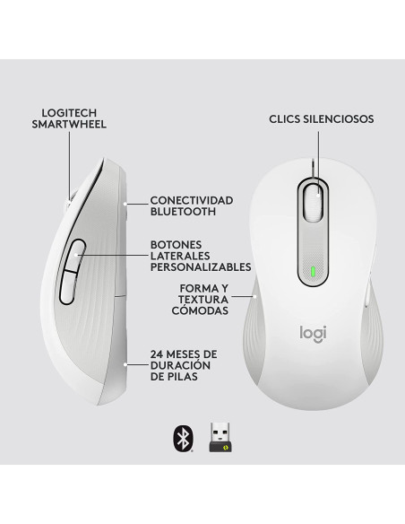 Ratón LOGITECH Signature M650 Zurdo Blanco