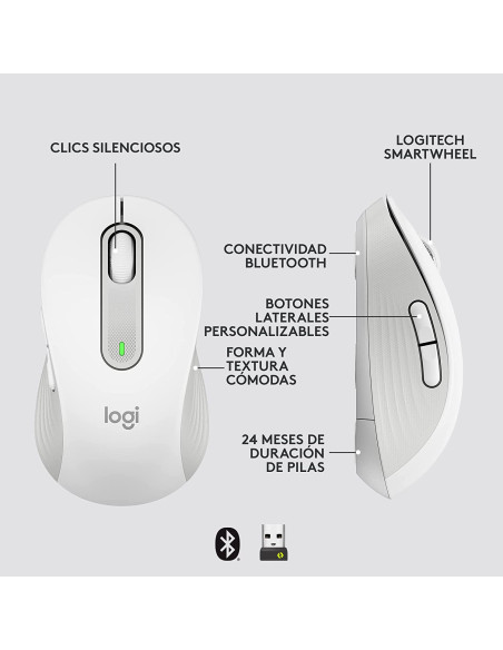 Ratón LOGITECH Signature M650 Grande Blanco