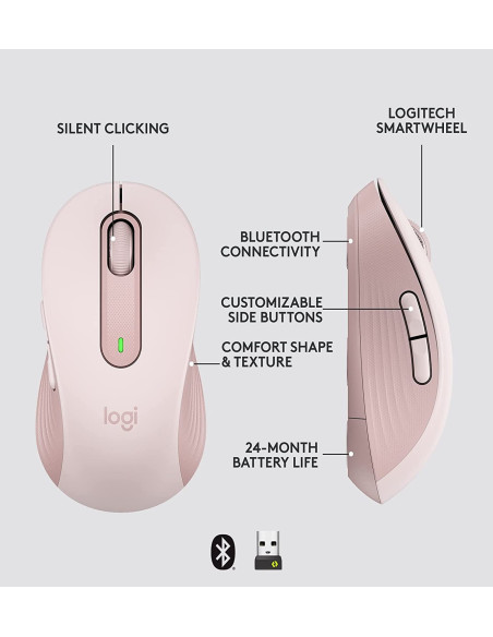 Ratón LOGITECH Signature M650 Grande Rosa