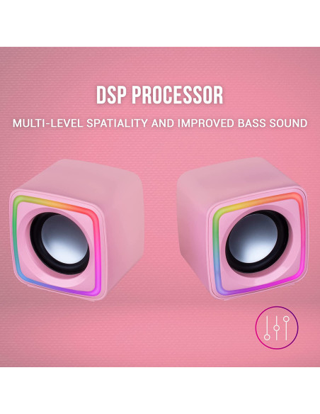 Altavoces Mars Gaming RGB Compacto 8W 2.0 Rosa