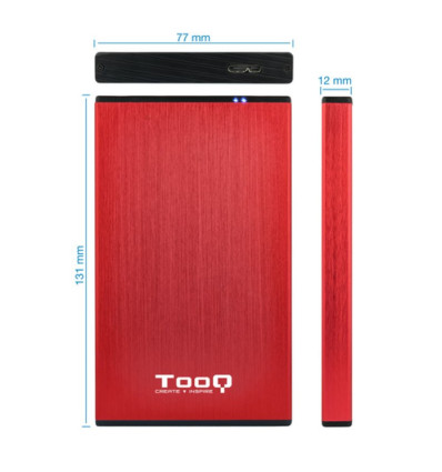 Caja externa Disco Duro TooQ TQE-2527 USB 3.0 2.5" SATA 3 Roja