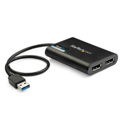 Adaptador Startech  USB 3.0 a 2x DisplayPort 4K 60Hz Negro