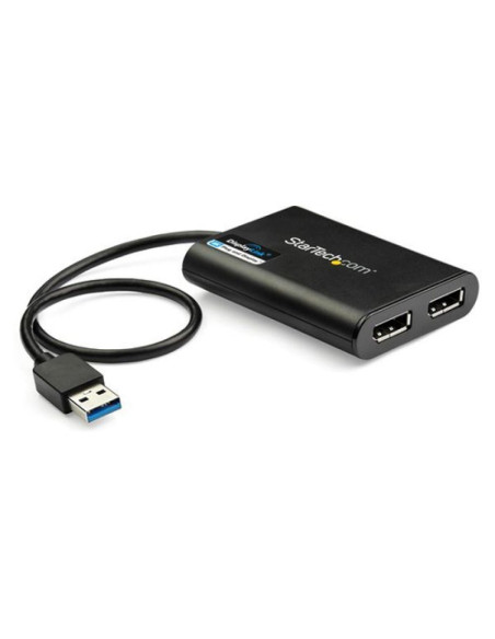 Adaptador Startech  USB 3.0 a 2x DisplayPort 4K 60Hz Negro