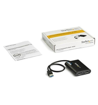 Adaptador Startech  USB 3.0 a 2x DisplayPort 4K 60Hz Negro