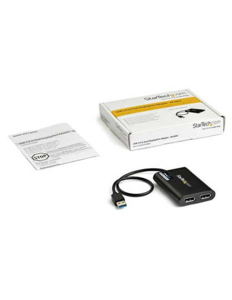 Adaptador Startech  USB 3.0 a 2x DisplayPort 4K 60Hz Negro