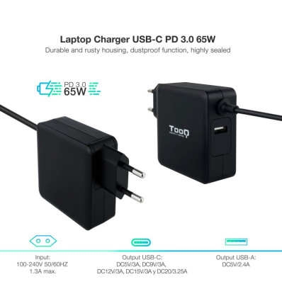 Tooq TQLC-USBC65PD 65W USB-C