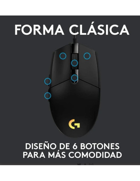 Logitech G203 Lightsync 2nd Gen - Comprar Ratón Gaming 8000DPI RGB