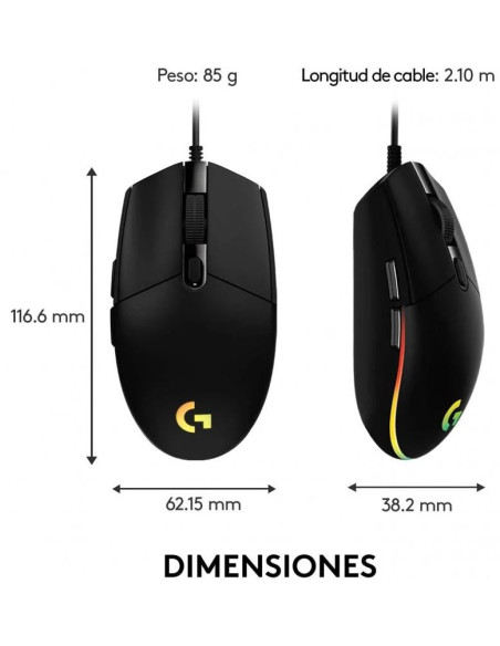 Logitech G203 Lightsync 2nd Gen - Comprar Ratón Gaming 8000DPI RGB