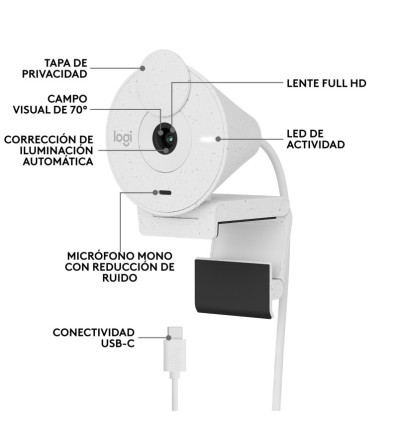 Webcam Logitech Brio 300 Blanca