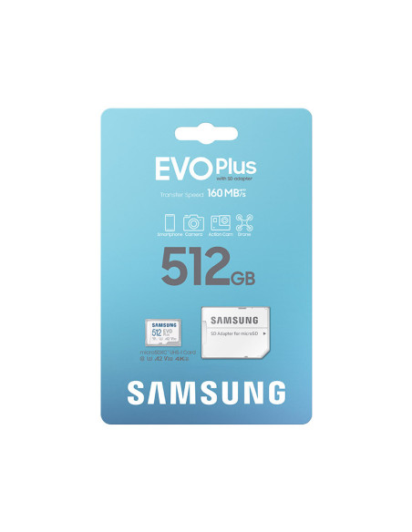 Samsung EVO Plus 512GB + Adaptador - Comprar Tarjeta MicroSD