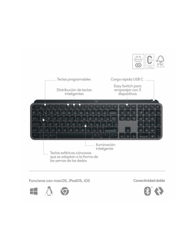 Logitech Mx Keys S Wireless Grafito