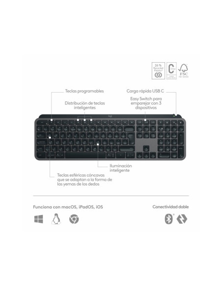 Logitech Mx Keys S Wireless Grafito