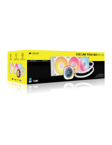 Refrigeración Líquida PC Corsair iCUE Link Titan 360 RX LCD Blanca 360mm