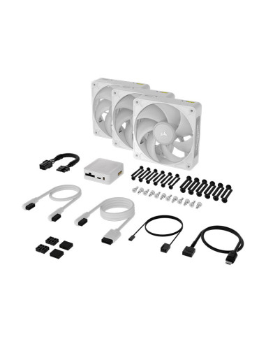 Pack de 3 Ventiladores PC Corsair iCUE Link RX120 RGB Max Starter Kit Blanco 120mm
