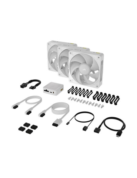 Pack de 3 Ventiladores PC Corsair iCUE Link RX120 RGB Max Starter Kit Blanco 120mm