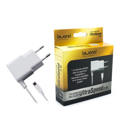 CARGADOR MICROUSB ULTRASPEED 2.1A 5V BLANCO