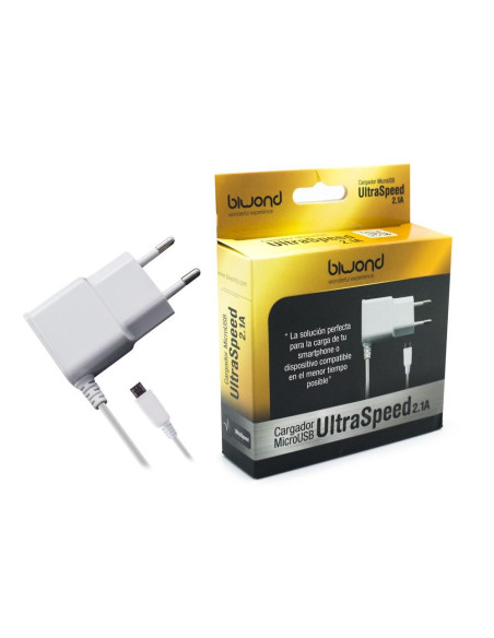 CARGADOR MICROUSB ULTRASPEED 2.1A 5V BLANCO