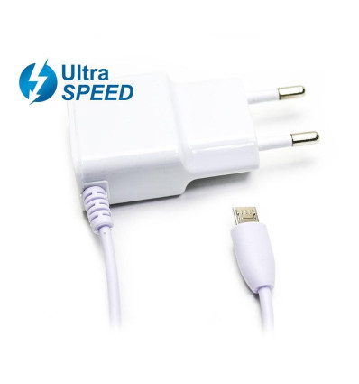 CARGADOR MICROUSB ULTRASPEED 2.1A 5V BLANCO