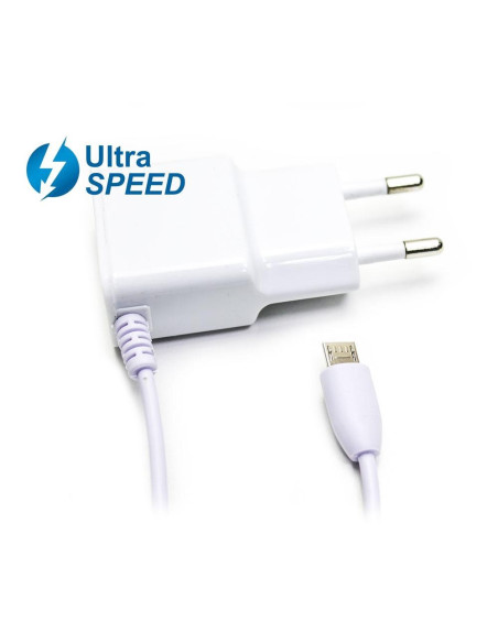 CARGADOR MICROUSB ULTRASPEED 2.1A 5V BLANCO