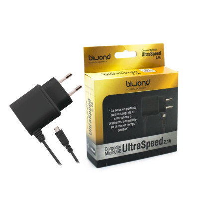 CARGADOR MICROUSB ULTRASPEED 2.1A 5V NEGRO