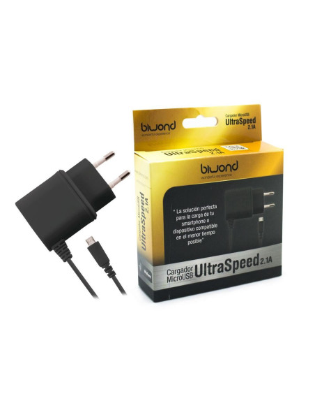 CARGADOR MICROUSB ULTRASPEED 2.1A 5V NEGRO