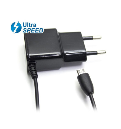 CARGADOR MICROUSB ULTRASPEED 2.1A 5V NEGRO
