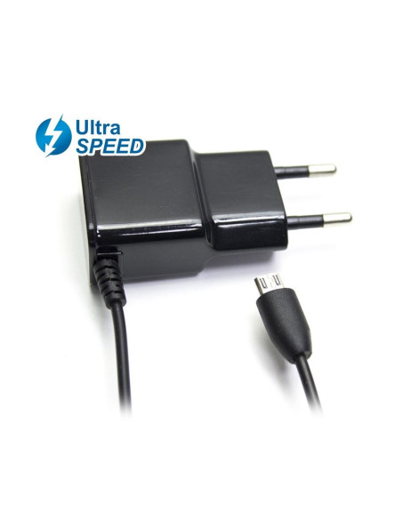 CARGADOR MICROUSB ULTRASPEED 2.1A 5V NEGRO