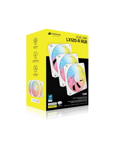 Pack de 3 ventiladores Corsair iCUE Link LX120-R RGB Starter Kit Blanco