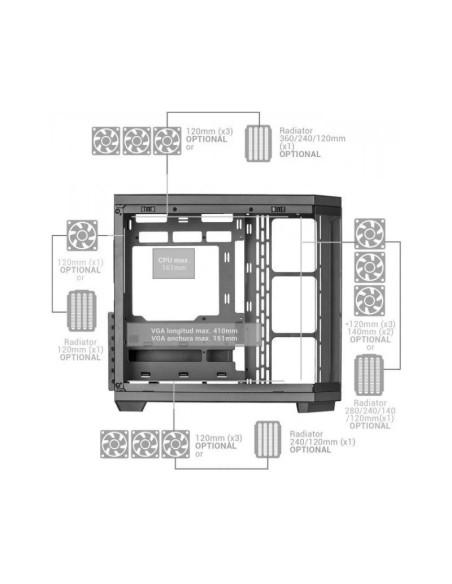Caja para PC Mars Gaming MC-3TCORE Blanca ATX