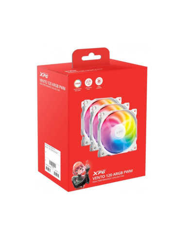 Pack de 3 Ventiladores PC XPG Vento aRGB PWM Blanco 120mm