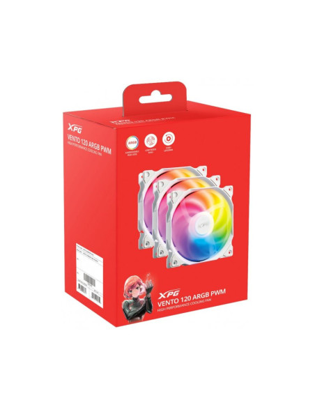 Pack de 3 Ventiladores PC XPG Vento aRGB PWM Blanco 120mm