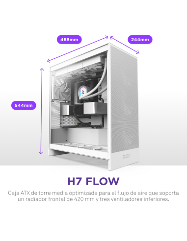 Caja para PC NZXT H7 Flow (2024) White e-ATX