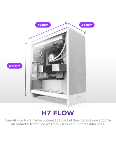 Caja para PC NZXT H7 Flow (2024) White e-ATX