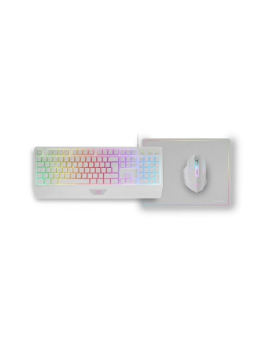 Pack gaming Mars Gaming MCP124 Blanco Teclado + Ratón + Alfombrilla