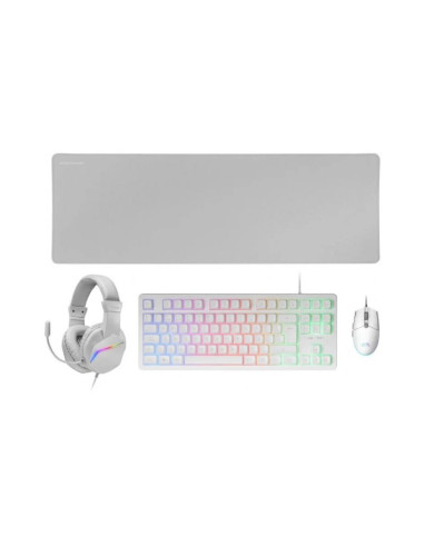 Pack gaming completo Mars Gaming MCP-RGB3 Blanco Teclado + Ratón + Auriculares + Alfombrilla