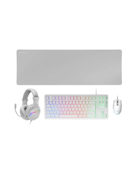 Pack gaming completo Mars Gaming MCP-RGB3 Blanco Teclado + Ratón + Auriculares + Alfombrilla